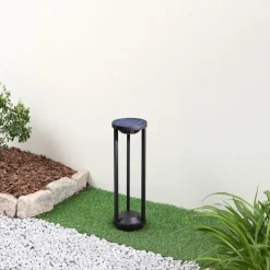 Lucande LED-solcellelampe Nilea, Ø 16 cm, sort, sensor