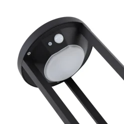 Lucande LED-solcellelampe Nilea, Ø 16 cm, sort, sensor