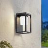 Lucande Solcelle Lampe Med Sensor|Væglamper>LED-solcellelampe Tilena, sort, aluminium, sensor