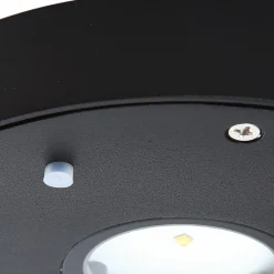 Lucande LED-solcelle-væglampe Tavon, rund, sort, sensor