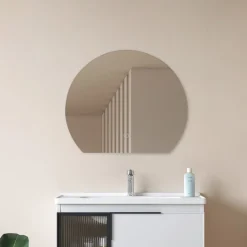 Lucande LED-spejl Celestiel, halvcirkelformet, CCT, Ø 50 cm