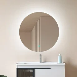 Lucande Møbel Og Interiør>LED-spejl Celestiel, rund, opvarmbar, CCT, Ø 60 cm