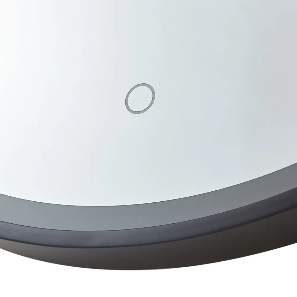 LED-spejl Lelin, Ø 45 cm, sort, aluminium, CCT^Lucande Hot