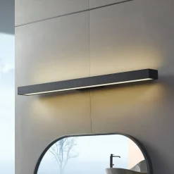 Lucande LED-spejllampe Zafira, sort, aluminium, 90 cm, IP44