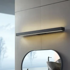 Lucande LED-spejllampe Zafira, sort, aluminium, 90 cm, IP44