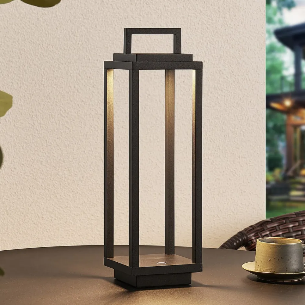 LED-udendørslampe Mirina, sort, genopladeligt batteri, touch-dæmper^Lucande Hot