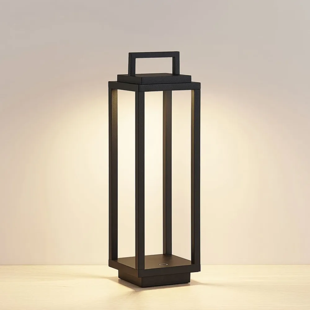 LED-udendørslampe Mirina, sort, genopladeligt batteri, touch-dæmper^Lucande Hot