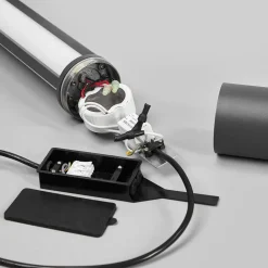 Lucande LED-udendørslampe Sidny, 220 cm, antracit, IP54