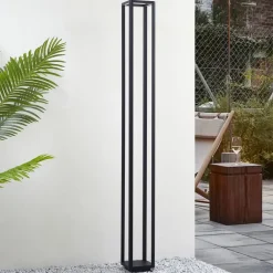 Lucande LED-udendørslampe Thorvid, højde 180 cm, sort