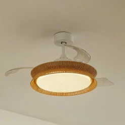 Lucande LED-ventilator Lineta, hvid, reb, Ø 103 cm, støjsvag
