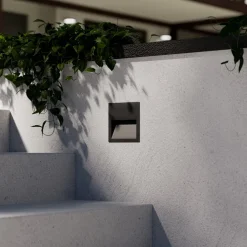 LED-vægindbygningslampe Loya, 11,5x11,5 cm, grå, IP54^Lucande Discount