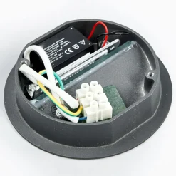 Lucande LED-vægindbygningslampe Loya, Ø 11,5 cm, grå, IP54