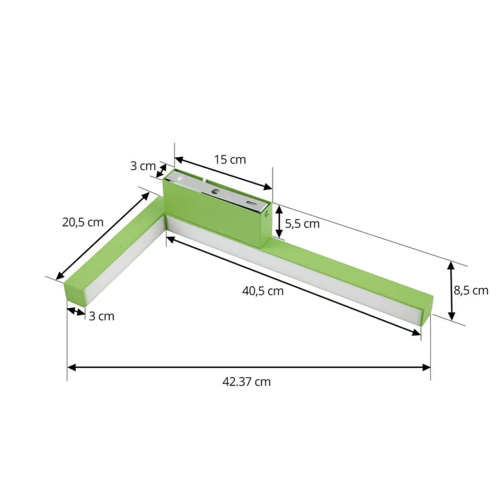 LED-væglampe Check, grøn, metal, CCT, dæmpbar^Lucande Discount