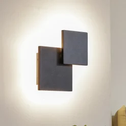 Lucande Gang|Væglamper>LED-væglampe Elrik, sort, 27 cm høj, metal