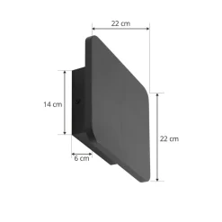 Lucande LED-væglampe Elrik, sort, 22 cm høj, metal