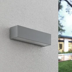 LED-væglampe Lengo, 25 cm, sølv, 2 lyskilder, IP65^Lucande Online