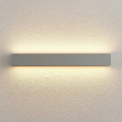 Lucande LED-væglampe Lengo, 50 cm, sølv, 2 lyskilder, IP65