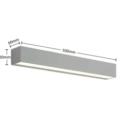 Lucande LED-væglampe Lengo, 50 cm, sølv, 2 lyskilder, IP65