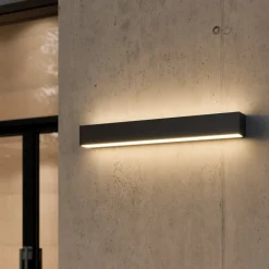 Lucande LED-væglampe Lengo, 50 cm antracit, op/ned 3000K