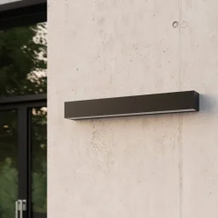 Lucande LED-væglampe Lengo, 50 cm antracit, op/ned 3000K