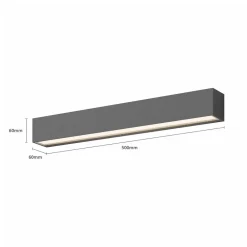 Lucande LED-væglampe Lengo, 50 cm antracit, op/ned 3000K