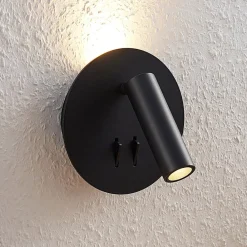 Lucande LED-væglampe Magya, sort 2 lyskilder, rund