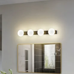 Lucande Væg- Og Spejllamper|Væglamper>LED-væglampe til badeværelset Myrra, sort, glas, 60 cm, IP44