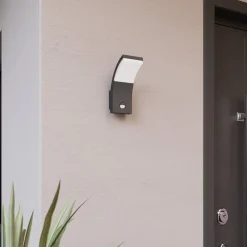 Lucande LED-væglampe Timm, sensor, 20cm, antracit, IP54