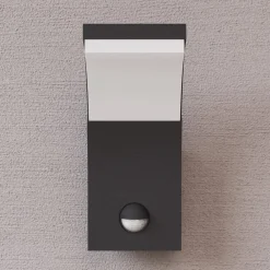 Lucande LED-væglampe Timm, sensor, 20cm, antracit, IP54