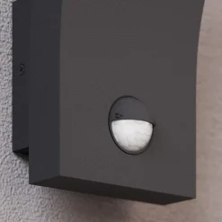 Lucande LED-væglampe Timm, sensor, 20cm, antracit, IP54