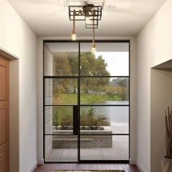 Lucande loftlampe Andrik, 44 cm, 3 lyskilder, hampereb, metal