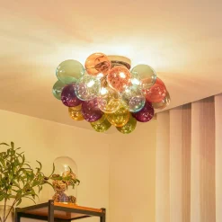 Lucande Gang|Loftlamper>loftlampe Diborah, farvet, glas, Ø 50 cm, G9