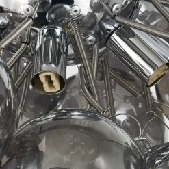 Lucande loftlampe Diborah, røggrå, glas, Ø 50 cm, G9