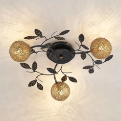 loftlampe Evory, Ø 53 cm, 3 lyskilder, sort/guld, G9^Lucande Clearance