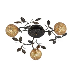 loftlampe Evory, Ø 53 cm, 3 lyskilder, sort/guld, G9^Lucande Clearance