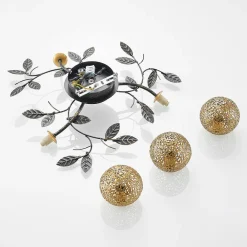 loftlampe Evory, Ø 53 cm, 3 lyskilder, sort/guld, G9^Lucande Clearance