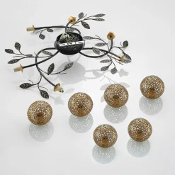 loftlampe Evory, Ø 69 cm, 6 lyskilder, sort/guld, G9^Lucande Discount