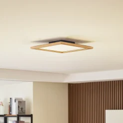 Lucande Loftlamper|Loftlamper>loftlampe Joren, 42 cm, træ, CCT, fjernbetjening