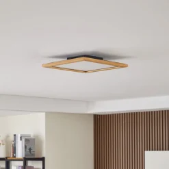 Lucande Loftlamper|Loftlamper>loftlampe Joren, 42 cm, træ, CCT, fjernbetjening