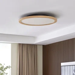 loftlampe Joren, Ø 48 cm, træ, CCT, fjernbetjening^Lucande Clearance