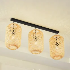 Lucande Loftlamper>loftlampe Jorick, 3 lyskilder, længde 104,5 cm, bambus