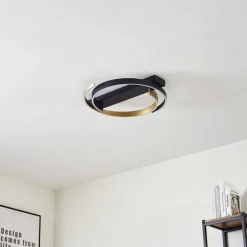 loftlampe Natsuma, sort/guld, metal, Ø 50 cm^Lucande New