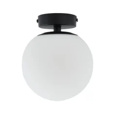loftslampe Bidolo, sort, glas, Ø 15 cm, IP44^Lucande Discount