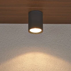 Lucande loftspot Minna, antracit, 14 cm, IP54, E27