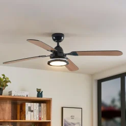 Lucande loftventilator Tedric, sort, støjsvag, 133 cm