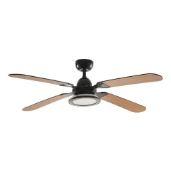 Lucande loftventilator Tedric, sort, støjsvag, 133 cm