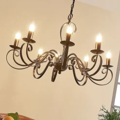 Lucande Gang|Lysekroner>lysekrone Caleb, 8 lyskilder, rustfarvet, metal, E14