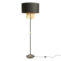 Malviras gulvlampe i stof med bladdekoration^Lucande Discount