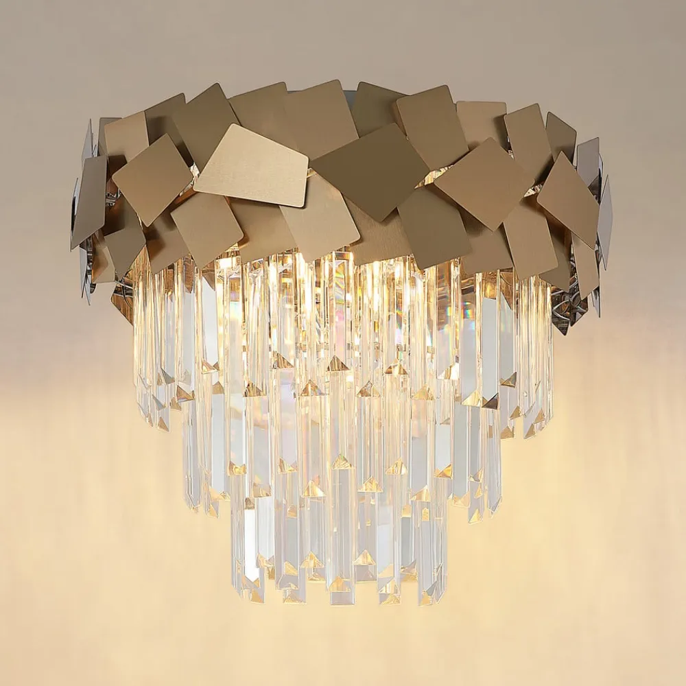 Miraia loftlampe i krystal, guld^Lucande Hot