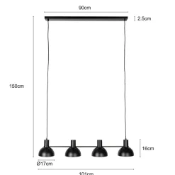 Mostrid hængelampe, sort, 4 lyskilder^Lucande Outlet